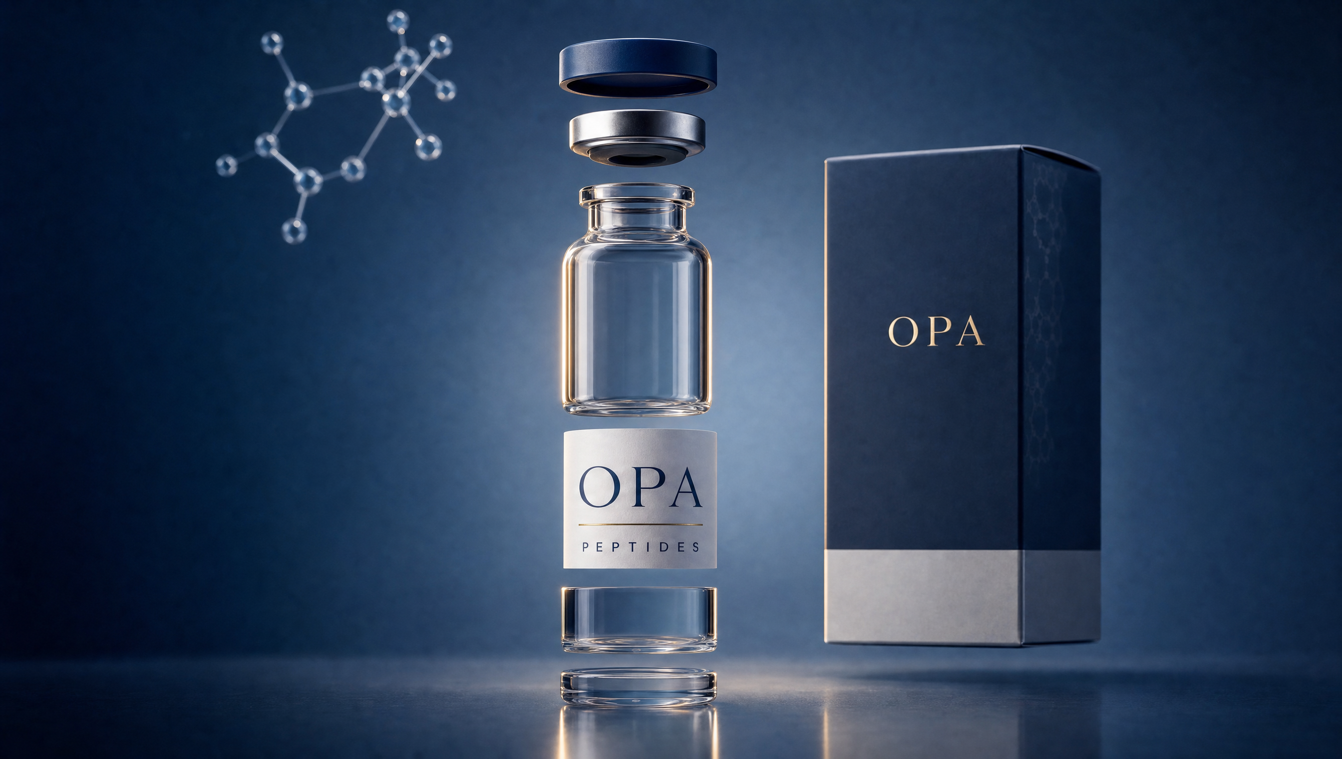 Exploded view of the Opa Peptides flagship vial components